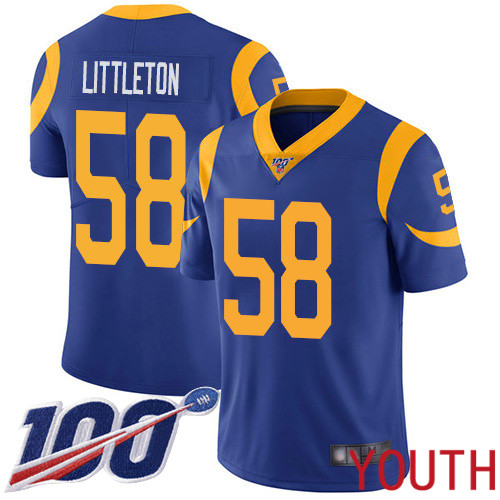 Los Angeles Rams Limited Royal Blue Youth Cory Littleton Alternate Jersey NFL Football #58 100th Season Vapor Untouchable->youth nfl jersey->Youth Jersey